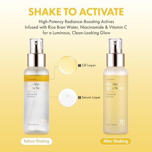 TOSOWOONG Rice Glow Spray Serum – 70% Rice Bran Water, Vitamin C, Kojic Acid, Glutathione, Hyaluronic Acid, PDRN – Hydrating All In One Face Mist for Glass Skin – Korean Skincare, 100ml Avelisse