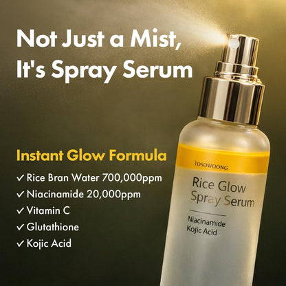 TOSOWOONG Rice Glow Spray Serum – 70% Rice Bran Water, Vitamin C, Kojic Acid, Glutathione, Hyaluronic Acid, PDRN – Hydrating All In One Face Mist for Glass Skin – Korean Skincare, 100ml Avelisse