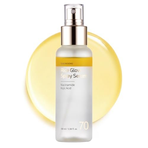 TOSOWOONG Rice Glow Spray Serum – 70% Rice Bran Water, Vitamin C, Kojic Acid, Glutathione, Hyaluronic Acid, PDRN – Hydrating All In One Face Mist for Glass Skin – Korean Skincare, 100ml Avelisse