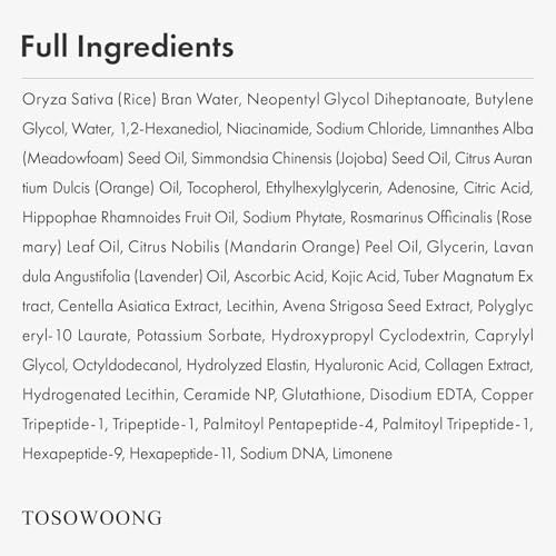 TOSOWOONG Rice Glow Spray Serum – 70% Rice Bran Water, Vitamin C, Kojic Acid, Glutathione, Hyaluronic Acid, PDRN – Hydrating All In One Face Mist for Glass Skin – Korean Skincare, 100ml Avelisse