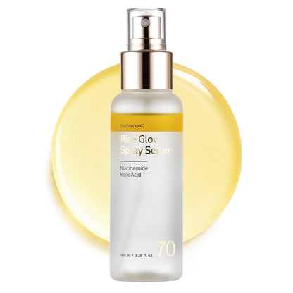 TOSOWOONG Rice Glow Spray Serum – 70% Rice Bran Water, Vitamin C, Kojic Acid, Glutathione, Hyaluronic Acid, PDRN – Hydrating All In One Face Mist for Glass Skin – Korean Skincare, 100ml Avelisse