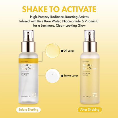 TOSOWOONG Rice Glow Spray Serum – 70% Rice Bran Water, Vitamin C, Kojic Acid, Glutathione, Hyaluronic Acid, PDRN – Hydrating All In One Face Mist for Glass Skin – Korean Skincare, 100ml Avelisse