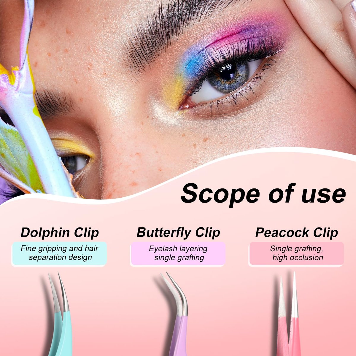 5pcs Eyelash Extension Tweezers High Precision - Straight and Curved Volume Lash Tweezers for Extensions, Crafting, Beginners - görsel 5