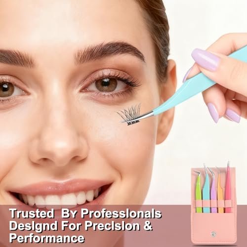 5pcs Eyelash Extension Tweezers High Precision - Straight and Curved Volume Lash Tweezers for Extensions, Crafting, Beginners - görsel 4