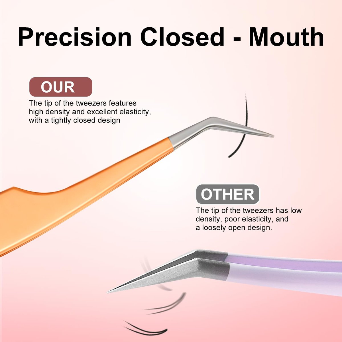 5pcs Eyelash Extension Tweezers High Precision - Straight and Curved Volume Lash Tweezers for Extensions, Crafting, Beginners - görsel 9