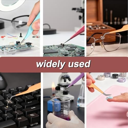 5pcs Eyelash Extension Tweezers High Precision - Straight and Curved Volume Lash Tweezers for Extensions, Crafting, Beginners - görsel 12