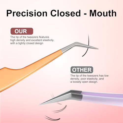 5pcs Eyelash Extension Tweezers High Precision - Straight and Curved Volume Lash Tweezers for Extensions, Crafting, Beginners - görsel 10
