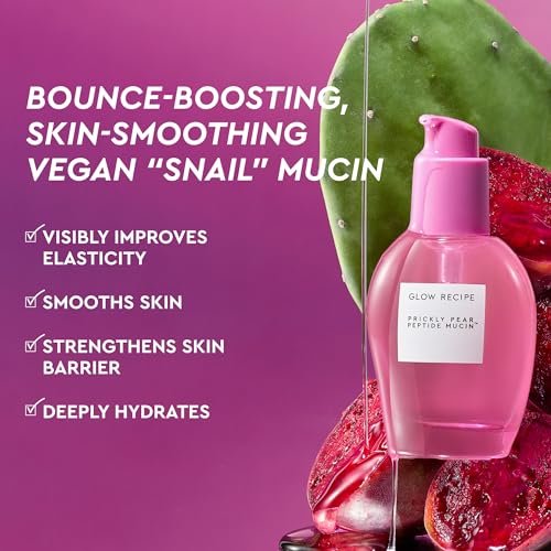 Glow Recipe Prickly Pear Peptide Mucin - Vegan "Snail" Mucin Face Serum for Hydration & Skin Barrier Repair with Pore Refining Bio-Active Peptides - Glass Skin Korean Skincare (1.35 oz) Avelisse