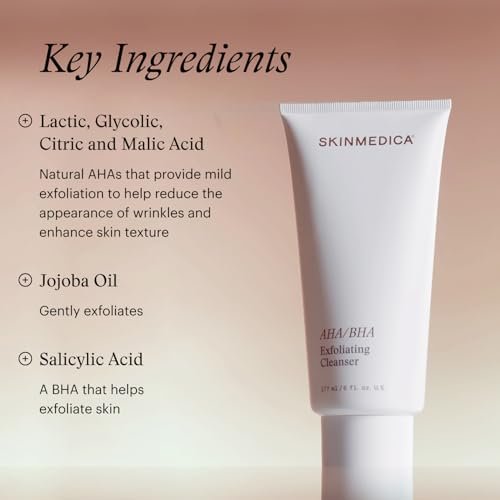 SkinMedica AHA/BHA Exfoliating Face Wash – Gentle Facial Exfoliating Scrub with Jojoba Oil for Smoother, Radiant Skin, 6 Fl Oz (New Packaging) Avelisse