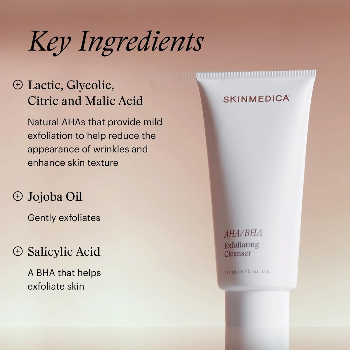 SkinMedica AHA/BHA Exfoliating Face Wash – Gentle Facial Exfoliating Scrub with Jojoba Oil for Smoother, Radiant Skin, 6 Fl Oz (New Packaging) Avelisse