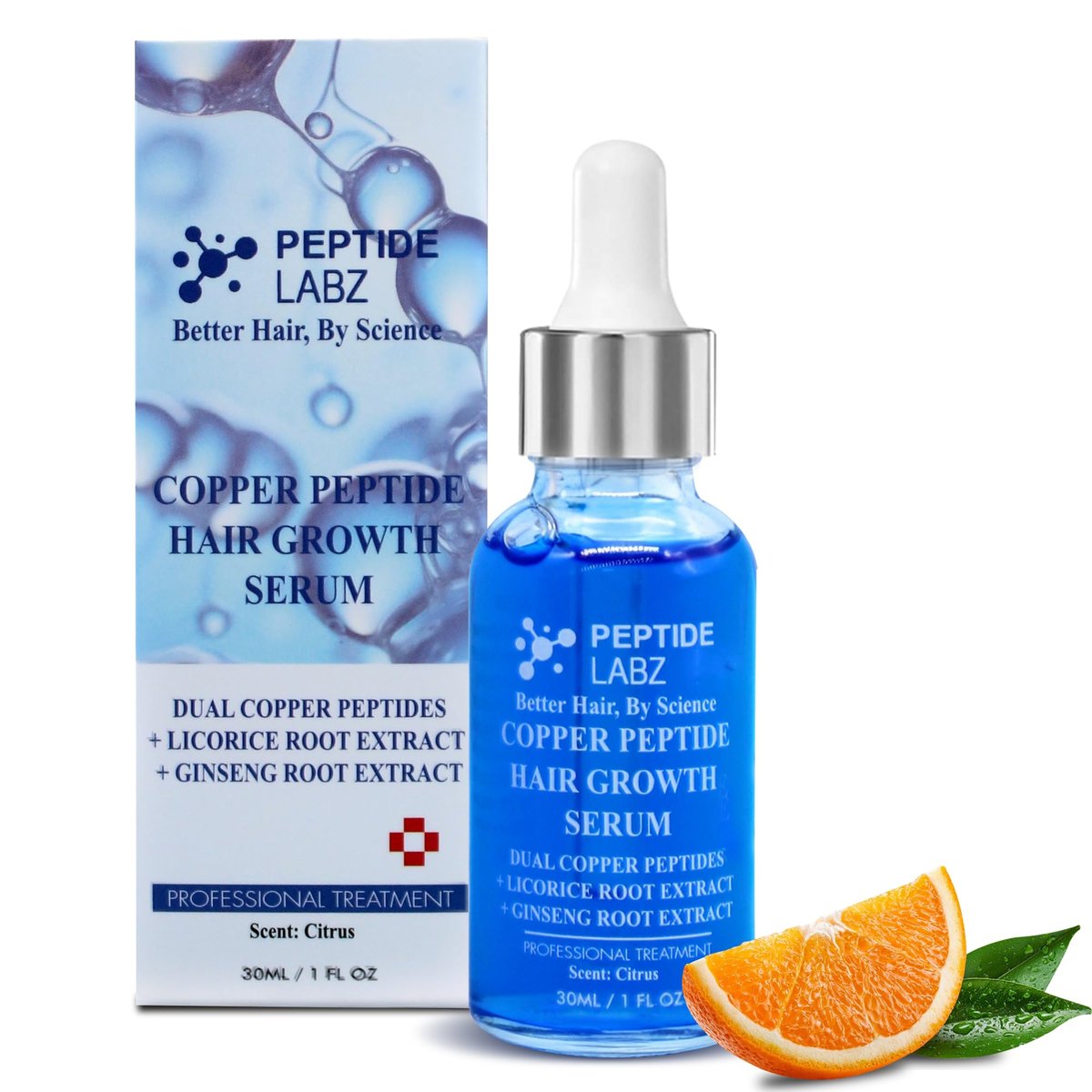 Copper Peptide Hair Serum with Copper Tripeptide-1 & Dual Peptide Complex – Licorice Root Infused – Citrus Scent – 1 fl oz Avelisse