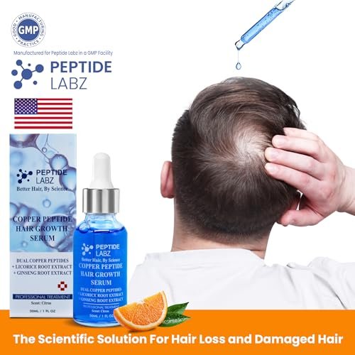 Copper Peptide Hair Serum with Copper Tripeptide-1 & Dual Peptide Complex – Licorice Root Infused – Citrus Scent – 1 fl oz Avelisse