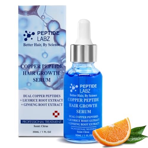 Copper Peptide Hair Serum with Copper Tripeptide-1 & Dual Peptide Complex – Licorice Root Infused – Citrus Scent – 1 fl oz Avelisse