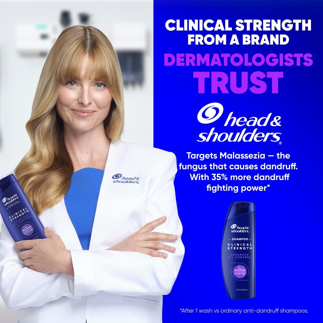 Head & Shoulders Clinical Strength Advanced Oil Control Dandruff Shampoo, Prescription-Strength Flake Protection, Citrus Scent, 13.5 Fl Oz Avelisse