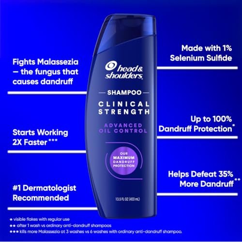 Head & Shoulders Clinical Strength Advanced Oil Control Dandruff Shampoo, Prescription-Strength Flake Protection, Citrus Scent, 13.5 Fl Oz Avelisse