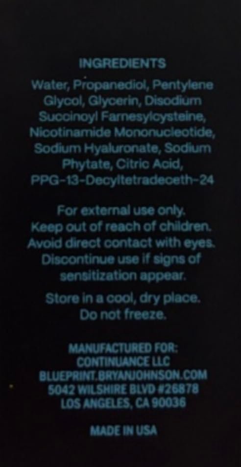 Blueprint Bryan Johnson Facial Serum with SFC & NMN – Age Defying Serum for Fine Lines, Firmness & Hydration – Longevity-Inspired Skin Care for Radiant, Youthful Skin – Fragrance Free & Vegan Formula Avelisse