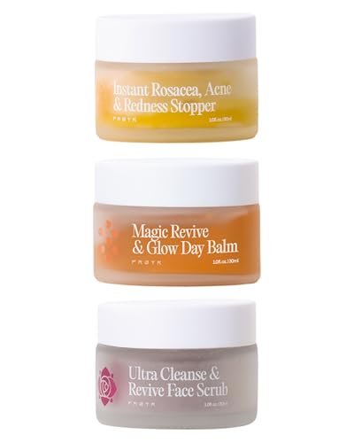 Frøya Organics The Complete Blemish System for Women – 60-Day Supply with Magic Revive & Glow Day Balm, Ultra Cleanse & Revive Face Scrub, Instant Rosacea, Acne & Redness Stopper Avelisse
