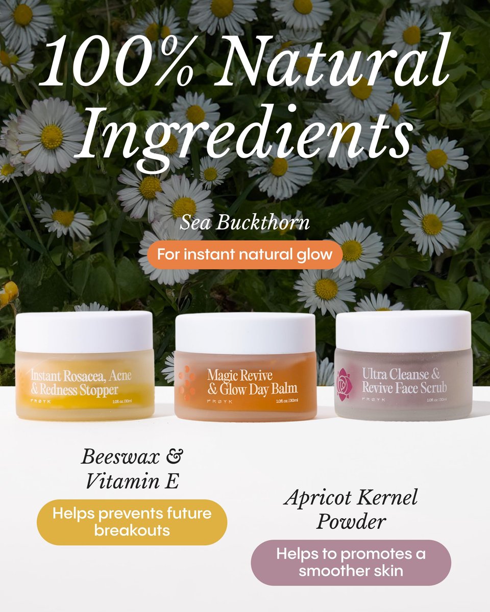 Frøya Organics The Complete Blemish System for Women – 60-Day Supply with Magic Revive & Glow Day Balm, Ultra Cleanse & Revive Face Scrub, Instant Rosacea, Acne & Redness Stopper Avelisse