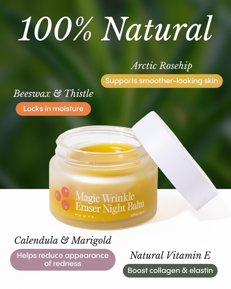 FRØYA Organics Intensive Wrinkle Night Balm - Arctic Rosehip & Marigold Beeswax Formula for Overnight Skin Renewal, Natural Moisturizer, 30ml Avelisse