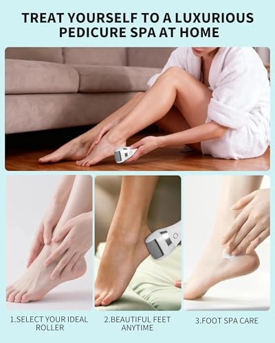 Kaaeiccr Electric Foot Callus Remover - Rechargeable Waterproof Foot File with 3 Speeds for Smooth Heels, Home & Travel Spa Care Avelisse
