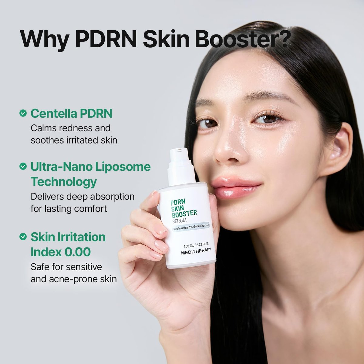 Meditherapy PDRN Skin Booster Serum – Centella PDRN & D-Panthenol for Redness Relief and Rejuvenation, Gentle Cica Facial Serum for Sensitive Care, Korean Skin Care, 100 ml (3.38 fl.oz) - görsel 7