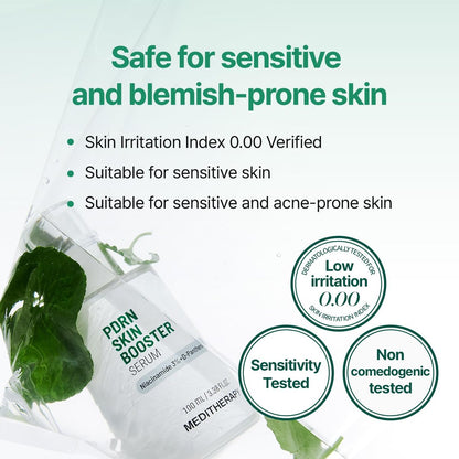 Meditherapy PDRN Skin Booster Serum – Centella PDRN & D-Panthenol for Redness Relief and Rejuvenation, Gentle Cica Facial Serum for Sensitive Care, Korean Skin Care, 100 ml (3.38 fl.oz)