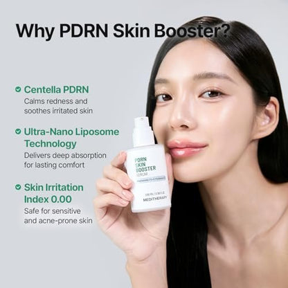 Meditherapy PDRN Skin Booster Serum – Centella PDRN & D-Panthenol for Redness Relief and Rejuvenation, Gentle Cica Facial Serum for Sensitive Care, Korean Skin Care, 100 ml (3.38 fl.oz)