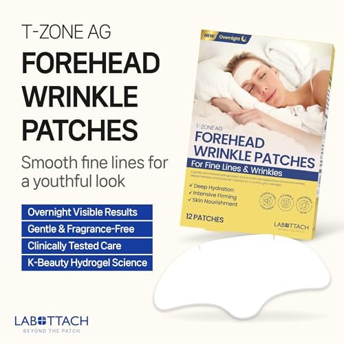 Wooshin Labottach Forehead Wrinkle Patches Overnight 12ct - Korean Hydrogel Anti Wrinkle Patches with Collagen, Hyaluronic Acid and Vitamin E for Forehead Lines Avelisse