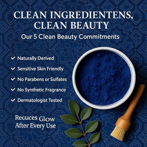 Dar Marwa Moroccan Nila Powder – 100% Pure Saharan Indigo Face, Body & Hair Mask | Brightens, Exfoliates & Evens Skin Tone | Handmade Hammam Ritual | Vegan, Detoxifying | 1.7 Oz (50g) Avelisse