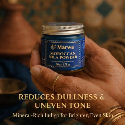 Dar Marwa Moroccan Nila Powder – 100% Pure Saharan Indigo Face, Body & Hair Mask | Brightens, Exfoliates & Evens Skin Tone | Handmade Hammam Ritual | Vegan, Detoxifying | 1.7 Oz (50g) Avelisse
