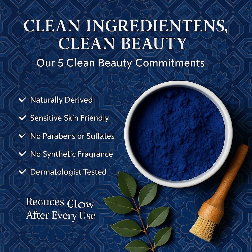 Dar Marwa Moroccan Nila Powder – 100% Pure Saharan Indigo Face, Body & Hair Mask | Brightens, Exfoliates & Evens Skin Tone | Handmade Hammam Ritual | Vegan, Detoxifying | 1.7 Oz (50g) Avelisse