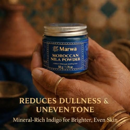 Dar Marwa Moroccan Nila Powder – 100% Pure Saharan Indigo Face, Body & Hair Mask | Brightens, Exfoliates & Evens Skin Tone | Handmade Hammam Ritual | Vegan, Detoxifying | 1.7 Oz (50g) Avelisse