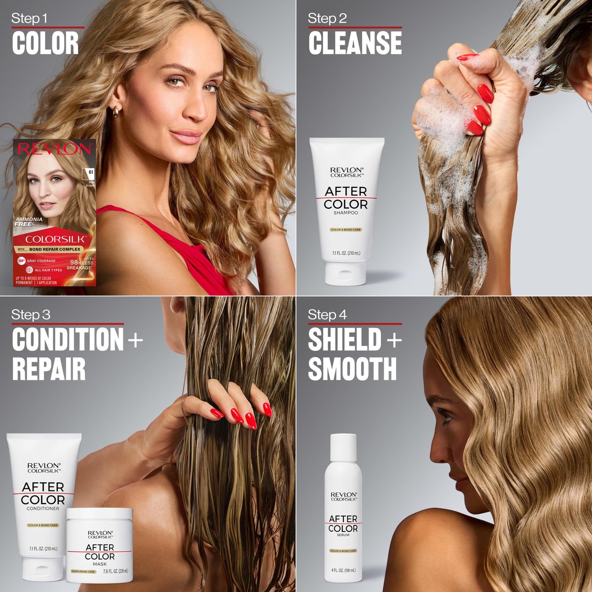 REVLON ColorSilk After Color Shampoo - Moisturizing & Bond Repairing, Sulfate & Paraben Free, Vegan, 7.10 fl oz - görsel 13