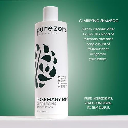 Purezero Rosemary Mint Clarifying Shampoo and Conditioner Set – Sulfate-Free, Silicone-Free, Vegan, 2×12 oz Avelisse
