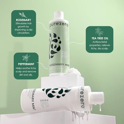 Purezero Rosemary Mint Clarifying Shampoo and Conditioner Set – Sulfate-Free, Silicone-Free, Vegan, 2×12 oz Avelisse