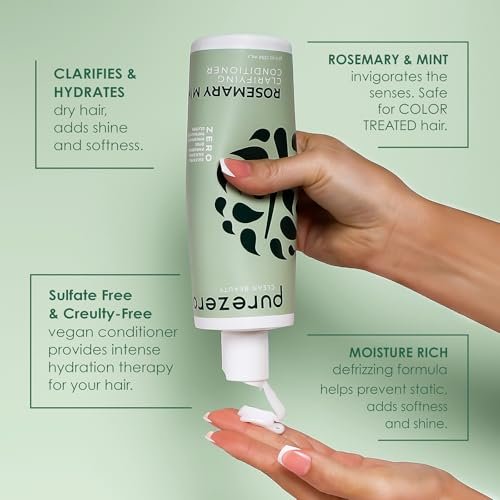 Purezero Rosemary Mint Clarifying Shampoo and Conditioner Set – Sulfate-Free, Silicone-Free, Vegan, 2×12 oz Avelisse