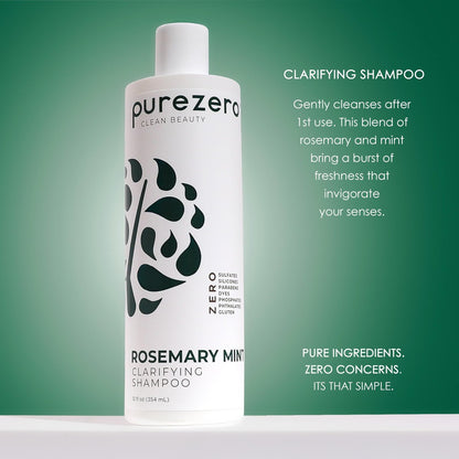 Purezero Rosemary Mint Clarifying Shampoo and Conditioner Set – Sulfate-Free, Silicone-Free, Vegan, 2×12 oz Avelisse