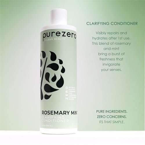 Purezero Rosemary Mint Clarifying Shampoo and Conditioner Set – Sulfate-Free, Silicone-Free, Vegan, 2×12 oz Avelisse