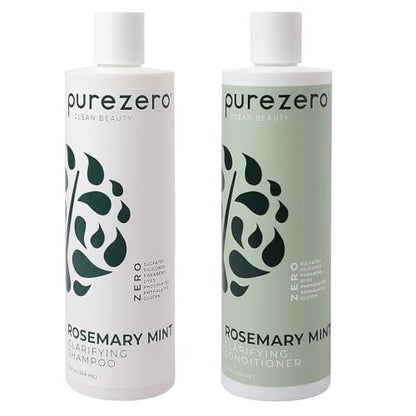 Purezero Rosemary Mint Clarifying Shampoo and Conditioner Set – Sulfate-Free, Silicone-Free, Vegan, 2×12 oz Avelisse