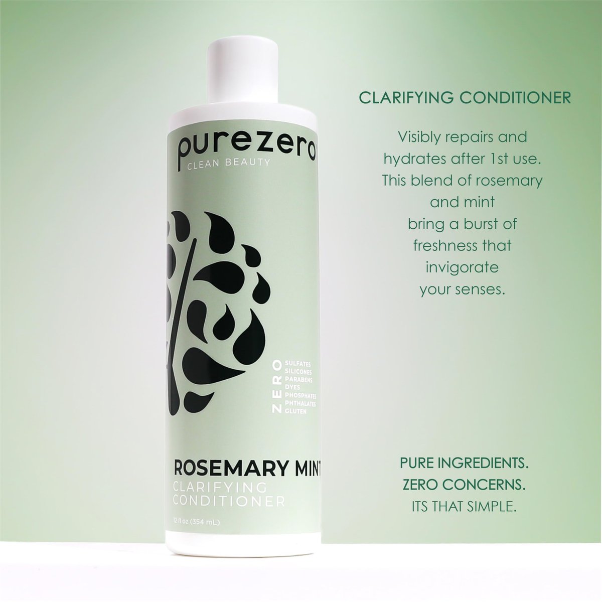 Purezero Rosemary Mint Clarifying Shampoo and Conditioner Set – Sulfate-Free, Silicone-Free, Vegan, 2×12 oz Avelisse