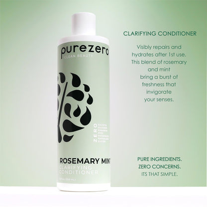 Purezero Rosemary Mint Clarifying Shampoo and Conditioner Set – Sulfate-Free, Silicone-Free, Vegan, 2×12 oz Avelisse