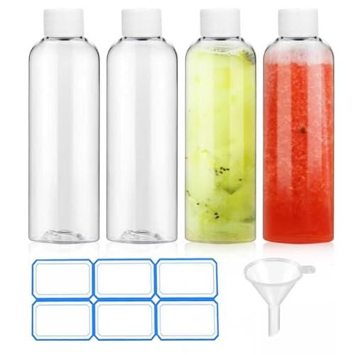 AskBed 4 Pack 3.4 Oz (100ml) Clear Plastic Shot Bottles with Caps - Travel Bottles for Health, Immunity, Wellness, Samples - Perfect for Ginger Juice & Personal Care on the Go - görsel 2