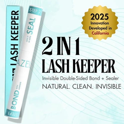 Gazelle 2in1 Lash Keeper Cluster Lash Glue & Sealer, Fast-Dry 100% Clear Lash Adhesive with 360° Slim Precision Brush, Waterproof & Sweat-Resistant, 7–10 Day Hold, Latex-Free Gentle for Sensitive Eyes Avelisse