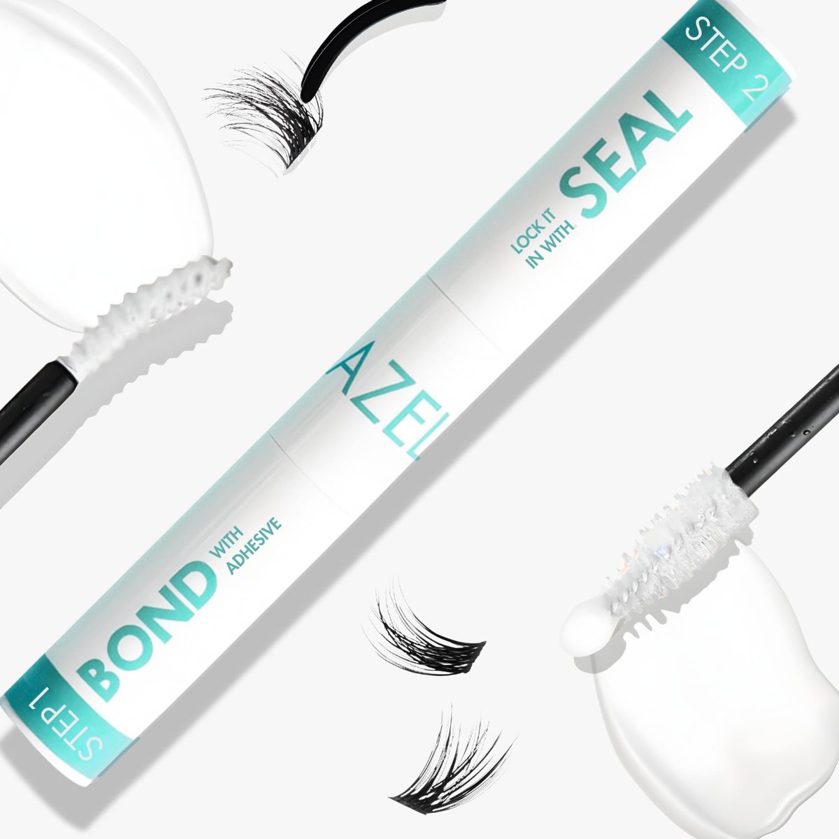 Gazelle 2in1 Lash Keeper Cluster Lash Glue & Sealer, Fast-Dry 100% Clear Lash Adhesive with 360° Slim Precision Brush, Waterproof & Sweat-Resistant, 7–10 Day Hold, Latex-Free Gentle for Sensitive Eyes Avelisse