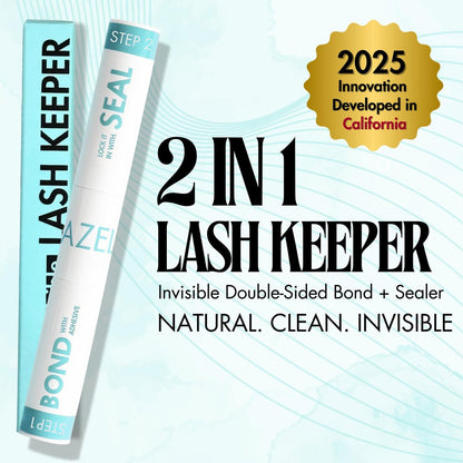 Gazelle 2in1 Lash Keeper Cluster Lash Glue & Sealer, Fast-Dry 100% Clear Lash Adhesive with 360° Slim Precision Brush, Waterproof & Sweat-Resistant, 7–10 Day Hold, Latex-Free Gentle for Sensitive Eyes Avelisse