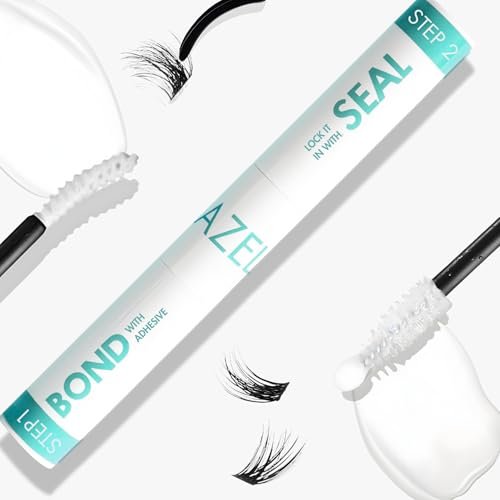 Gazelle 2in1 Lash Keeper Cluster Lash Glue & Sealer, Fast-Dry 100% Clear Lash Adhesive with 360° Slim Precision Brush, Waterproof & Sweat-Resistant, 7–10 Day Hold, Latex-Free Gentle for Sensitive Eyes Avelisse