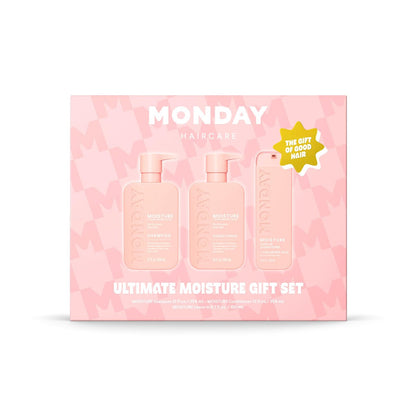 Monday Haircare Moisture Giftset - Shampoo, Conditioner & Leave-In Conditioner (12oz + 12oz + 5.1oz) Avelisse