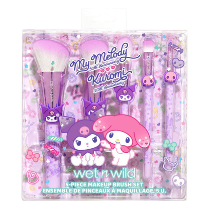 wet n wild My Melody and Kuromi 5-Piece Makeup Brush Set – Multicolor Synthetic Bristle Avelisse