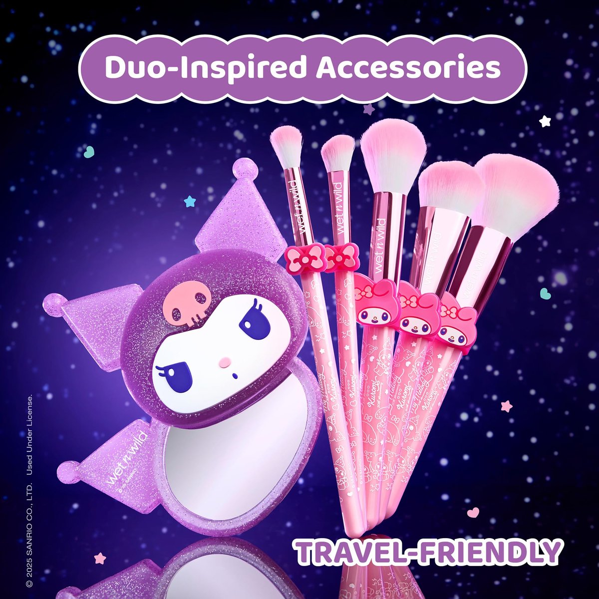 wet n wild My Melody and Kuromi 5-Piece Makeup Brush Set – Multicolor Synthetic Bristle Avelisse