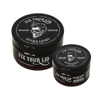 Fix Your Lid Ultra Light Pomade for Men - Low Hold & Low Shine Styling - Water-Based, Easy to Wash Out - Full Size & Travel Size Bundle (3.75 oz + 1.7 oz) Avelisse